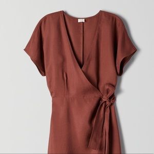 Aritzia Wilfred Madalene Dress in Rust
